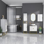 Meuble colonne rangement salle de bain avec niche et 2 placards étagère réglable pieds en acier