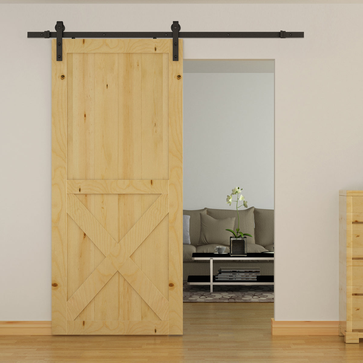 Kit de Porte Coulissante, Système Galandage pour Porte d'une Épaisseur de 35-45 mm et Largeur Max. 1 m, Charge