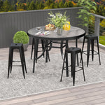 Lot de 4 tabourets de Bar Empilable Chaise de Bar Industriel avec Repose-Pied Hauteur d'Assise 76 cm, cadre en métal, style rétro, pour salle à manger, balcon, bistrot ou bar, Noir
