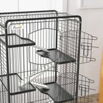 Cage pour Petits Animaux Roulante 5 Rampes 5 Plates-formes Plat et Bouteille d'Eau 250 ml Bac Inférieur Amovible