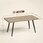 Table basse, table d'appoint moderne avec pieds en acier et plateau épais de 4 cm, 100 x 50 x 45 cm, chêne et noir