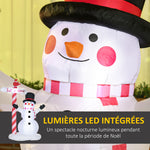 Bonhomme de neige gonflable avec pancarte 3 LED polyester imperméable hauteur 213 cm blanc