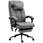 Chaise de bureau de massage chauffante réglable en hauteur de 116-124 cm ergonomique inclinable tissu effet lin, gris