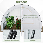 Serre de Jardin Tunnel Surface Sol 12 m² 4L x 3l x 2H m châssis Tubulaire renforcé 25 mm Double Porte avec poignées Blanc
