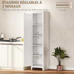 Armoire de Rangement buffet cuisine avec 2 étagères réglables- Hauteur 170 cm en Bois Blanc