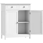 Meuble de salle de bain meuble de rangement 2 tiroirs placard double porte et étagère réglable 60 x 30 x 75 cm blanc
