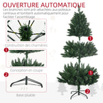 Sapin de Noël artificiel 305 branches avec pied croix acier amovible Ø 85 x 120H cm vert