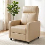 Fauteuil Relax Inclinable, Fauteuil de Relaxation en PU avec Repose-Pieds, Dossier Réglable par Poussée, Beige