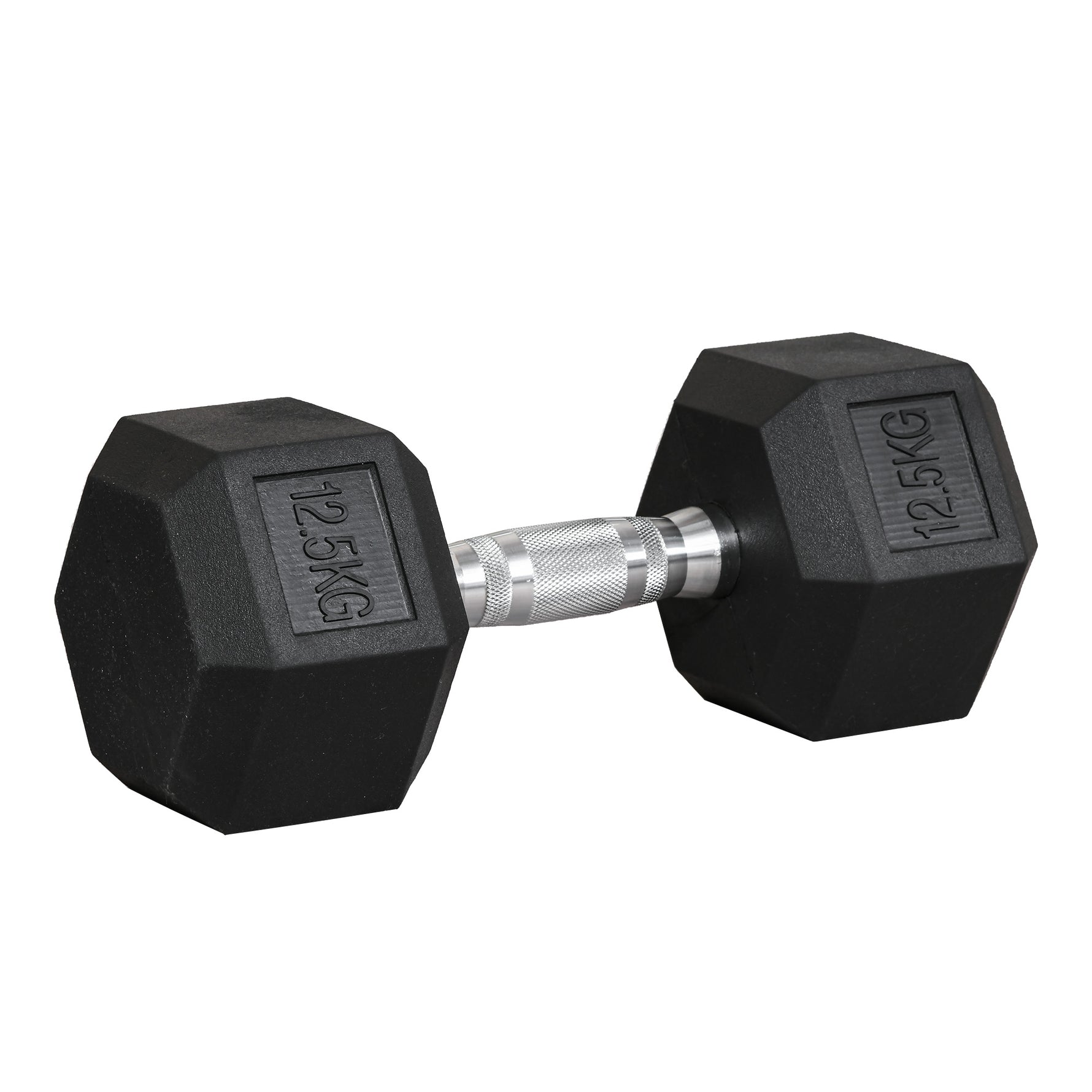 Haltère hexagonal 12,5 kg en fonte caoutchouté pour maison bureau gym à domicile, noir