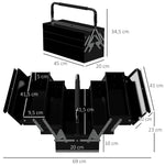 Caja de herramientas metálica - maletín de herramientas - caja de herramientas de 3 niveles con 5 bandejas retráctiles - chapa de acero negro