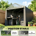 Abri de jardin tente de stockage portable abri de vélo garage pour extérieur avec cadre en acier galvanisé grande porte