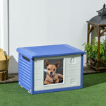 Lot de 2 niches pour chien extérieure en plastique maison pour chiens avec bouches d'aération bleu et blanc