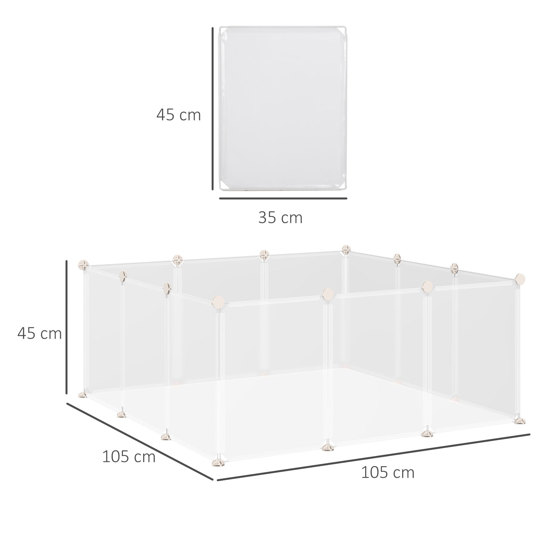 Enclos parc modulable pour petits animaux 12 panneaux pour lapin, hamster, chiot, cochon 105 x 105 x 45 cm blanc