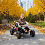 Elektrische kinderauto UTV KAWASAKI TERYX KRX 1000 12 V met 2 motoren van 25 W, 2,4 GHz afstandsbediening, 100 x 64 x 56 cm, geel