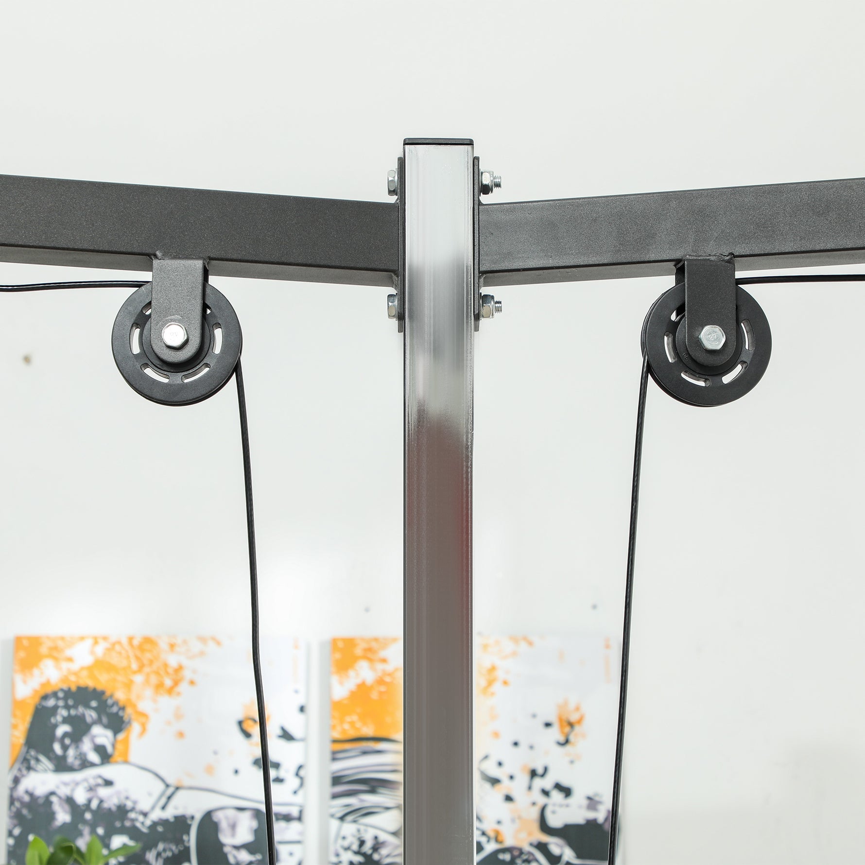 Station de musculation station de traction à câble support à squat barre câble cross-over 210 x 132 x 225 cm noir