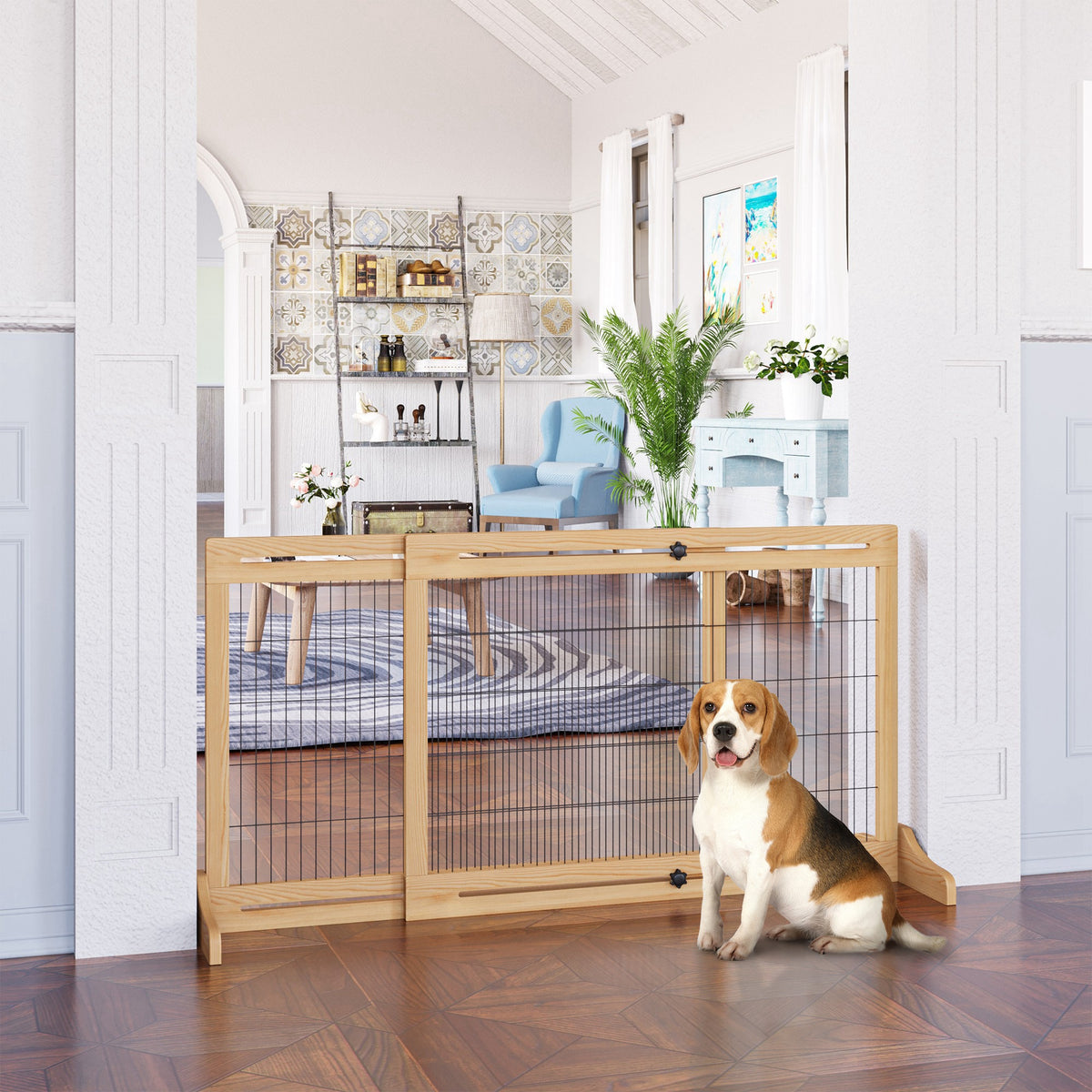 Barriera di sicurezza per cani estensibile lunghezza regolabile 104-180 x 36 x 69 cm pino legno naturale