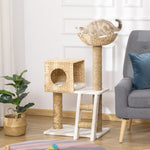 Krabpaal krabmeubel voor katten hoogte 100,5 cm met kussens en ladder activiteitencentrum sisalpalen