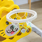 Toboggan pour enfants intérieur extérieur avec panier de basket pour les enfants de 18 à 36 mois, jaune, gris