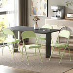Lot de 4 chaises pliantes et portables intérieur avec assises et dossiers rembourrés en velours, cadre en acier, vert