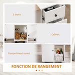 Table de cuisine pliable table à manger pliante 2 plateaux rabattables avec 2 tiroirs 1 placard blanc et chêne