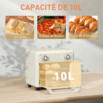 10L Friteuse sans huile mini four à air chaud 1 000 W avec température réglable 80°C-230°C, minuterie, 32x27,2x29,8cm