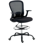 Sedia da ufficio ergonomica con poggiapiedi regolabile e braccioli sollevabili, altezza regolabile, 59x62x99-119cm, nero