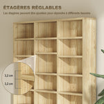 Rangements pour CD et DVD, étagère rangement 1116 CD/528 DVD, 36 compartiments et étagères réglables, chêne