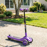 Electric scooter for children aged 6 to 10, foldable 3 wheels, zero-start, maximum speed 8 km/h 64x29x83cm purple