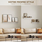 Lot de 2 étagères murales de 80 cm, étagères flottantes pour salon, entrée, chambre et cuisine, blanc et bois naturel