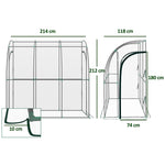 Serre de jardin adossée, serre de balcon, bâche renforcée PVC, 2 portes enroulables, 214 x 118 x 212 cm, transparent