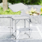 Table Pliante Table de Camping Table de Jardin Hauteur réglable Aluminium MDF Blanc