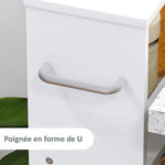Chariot de rangement à 4 niveaux, desserte à roulettes avec poignées, desserte étroite, 45 x 15 x 91 cm, blanc