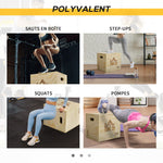 Box jump pliométrie appareil boîte à saut musculation fitness entraînement croisé plyobox pour box training 40,5/35,5/30,5 cm