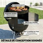 Fumoir 3 en 1 avec 3 Grilles de Cuisson, Thermomètre Intégré, Ventilation Réglable, 62,5x47,5x91cm, Noir
