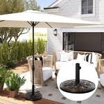 Pied de parasol rond base de lestage Ø 48 x 34H cm ciment HDPE motif fleurs de lys poids net 13 Kg noir doré