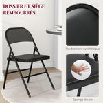 Lot de 2 chaises pliantes chaises de salle à manger portables cadre en acier dim. 45l x 46P x 78H cm noir