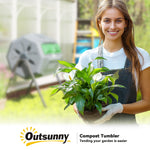 Composteur de Jardin - bac à Compost pour déchets - Rotatif 360° - Double Chambre 160 L - Acier PP Gris