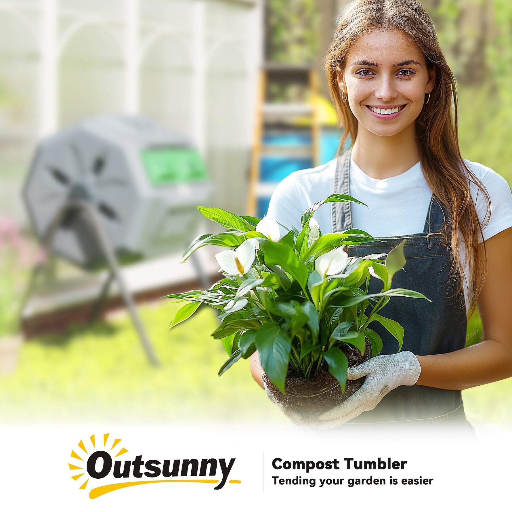 Composteur de Jardin - bac à Compost pour déchets - Rotatif 360° - Double Chambre 160 L - Acier PP Gris