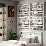 Vitrine murale pour objets de collection 4 étagère réglables en hauteur et 2 portes coulissantes 80 x 9,5 x 60 cm blanc