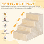 Escalier pour chien à 4 marches escalier pour chat échelle antidérapante housse amovible et lavable 60 x 35 x 44cm beige