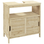 Meuble sous lavabo en Bambou, Meuble de Rangement pour Salle de Bain avec 2 Portes, 60 x 30 x 60 cm, Bois Naturel