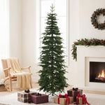Kunstkerstboom 210 cm, Scharnierende takken van brandvertragend PE en PVC, Inklapbare stalen standaard, Groen