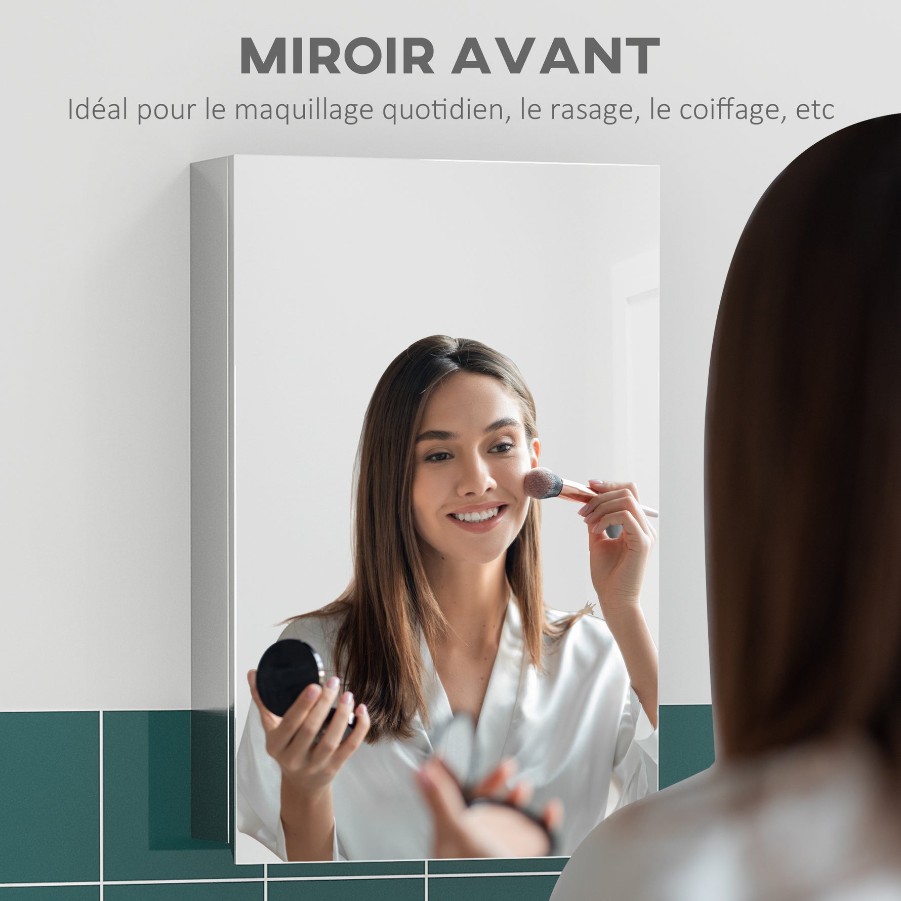 Armoire miroir de salle de bain en acier inoxydable armoire murale de toilette 39 x 12 x 60 cm