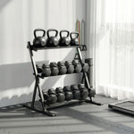 Support pour haltères à 3 niveaux, support de poids réglable en acier pour haltères, kettlebells, noir