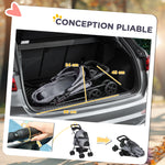 Poussette pour chien et chat pliable, 4 roues avec freins, tissu Oxford 300D imperméable, panier de rangement, gris
