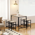 Ensemble Table de Bar Industriel + 4 tabourets Repose-Pieds en Bois couleur Chêne Clair Cadre en métal Noir