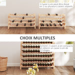 Casier à bouteilles pour 96 bouteilles, étagère à vin avec 8 niveaux modulable, 114×28×113,5cm, bois naturel