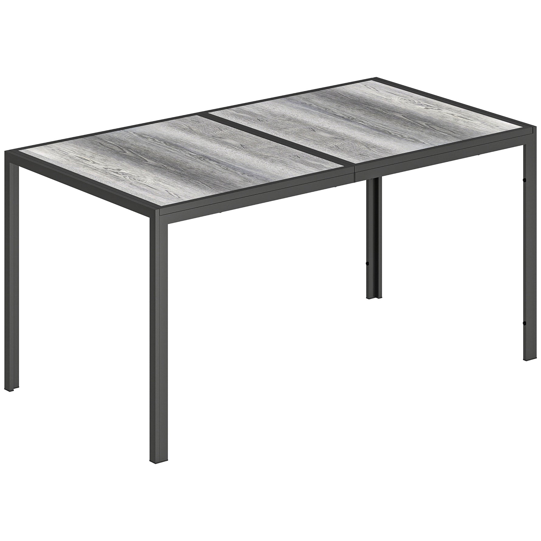 Table de jardin pour 4 à 6 personnes, table à manger extérieure avec plateau à effet bois, 150 x 80 x 74 cm, gris