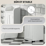 Armoire salle de bain haute, meuble de rangement colonne, 2 portes, tiroir, étagères réglables, 20x20x185cm, blanc