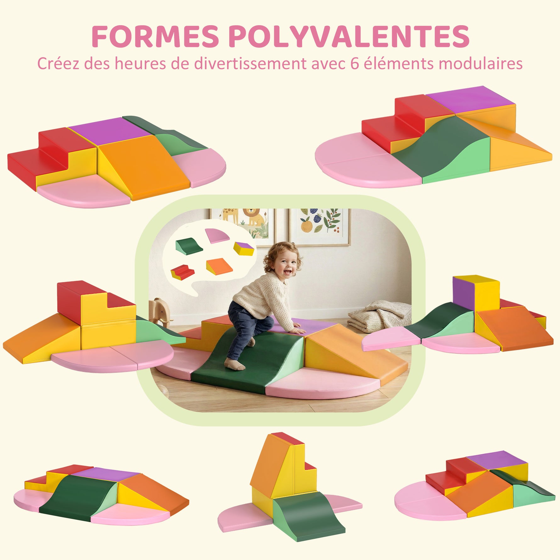 6 blocs de construction en mousse XXL pour enfants - normes EN71-1-2-3 - mousse EPE Revêtement synthétique